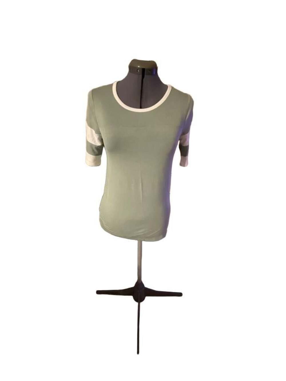 Sweet Tea by Pink Rose Sage Frost Color Block Short Sleeve Top